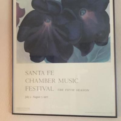 1925 BLACK AND PURPLE PETUNIAS (Georgia O'Keeffe Offset Lithograph Advertising Santa Fe Chamber Music Festival - 5th Season)