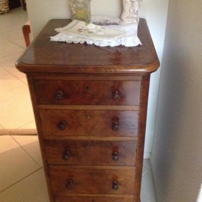 Beautiful Burl wood cabinet with felt lined drawers