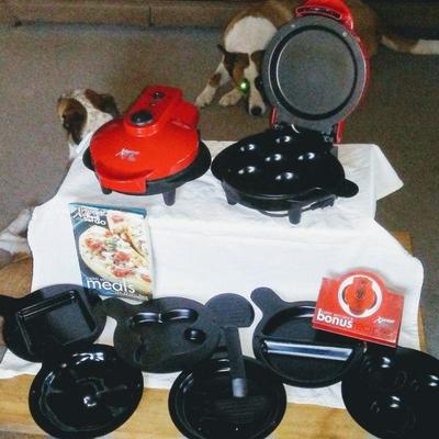 Set of two, Ready, Set, Go.  Small tabletop grill/griddle with attachments.