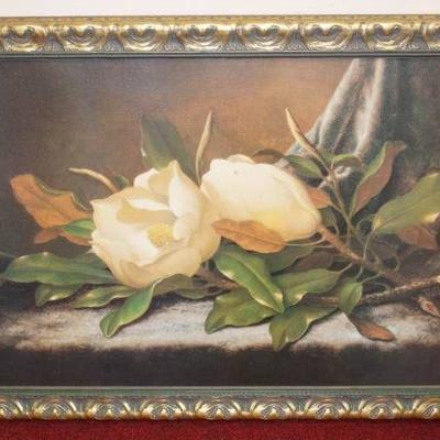 Large Floral Picture on canvas in a nice, wide fra ...