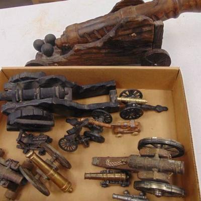 Large Lot of Cannons - Wood, Brass, & Metal