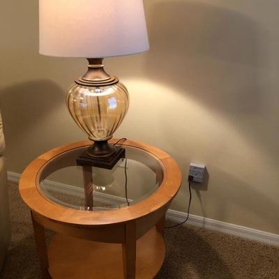 Two Round End Tables w/Glass 