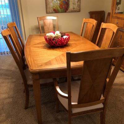 Light Maple Dining Set Including Dining Table & 6 Chairs 
