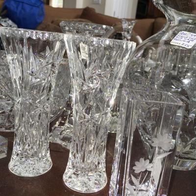 lead crystal  bud vases