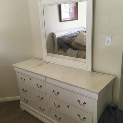 white dresser & mirror 