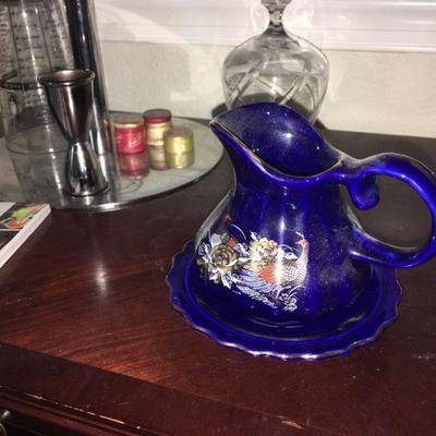cobalt blue mini pitcher & bowl