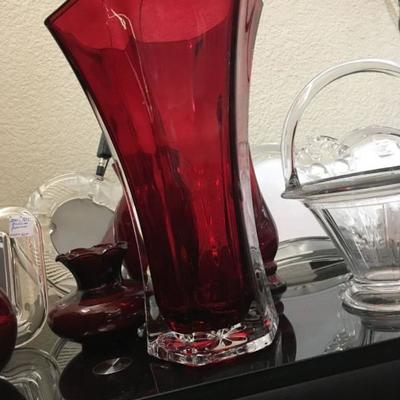 hoosier red vase 