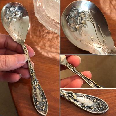 Sugar spoon 1900's Oxford Silver Plate Co.  Narcissus pattern. $10