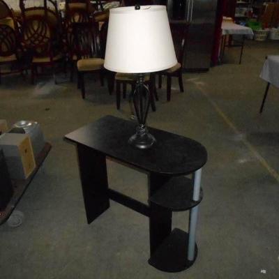 Black End Table and Lamp