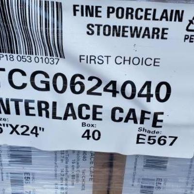 Pallet of Interlace Cafe Tile 6X24 40 Boxes.