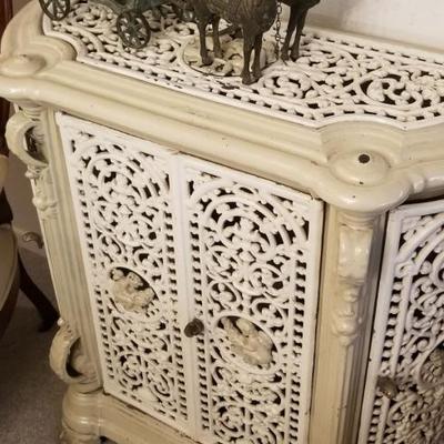 Cast iron and enameled French room heater