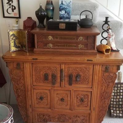 Vintage carved butterfly cabinet 