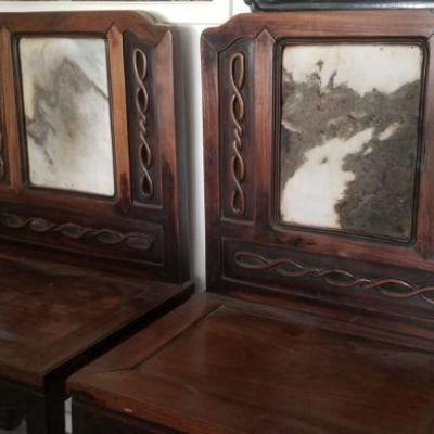Pair of Rosewood Dream Stone vintage Chinese chairs