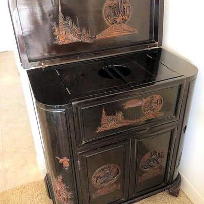 PVT003 Oriental Carved Wooden Wine Cabinet