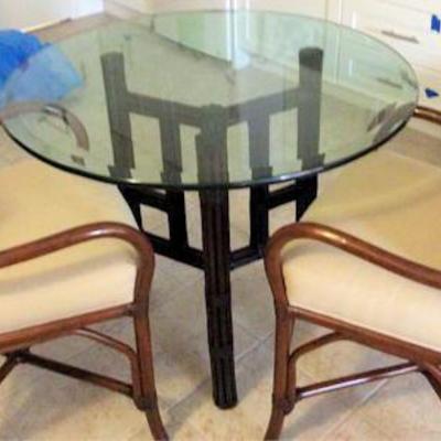 PVT023 Bamboo and Glass Dining Table