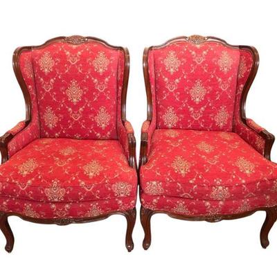 Elegant high end Hickory Chair, wing back chairs. Luxurious custom chenille fabric upholstery. Turn any room into your favorite room with...