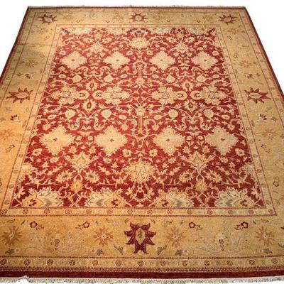 Elegant all over design, Handmade 100% Wool Agra Rug . Great piece to decorate a large area. Rug was originally over $5,000 
