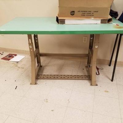 Green Table With Metal Base