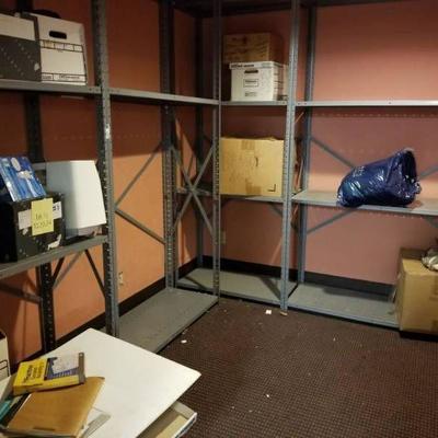 Metal Shelving and Contents of Room
