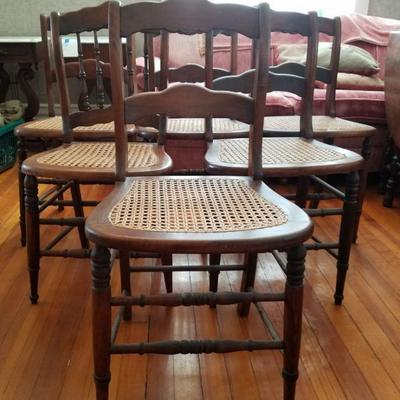 Atq Walnut and Caned Chairs 6