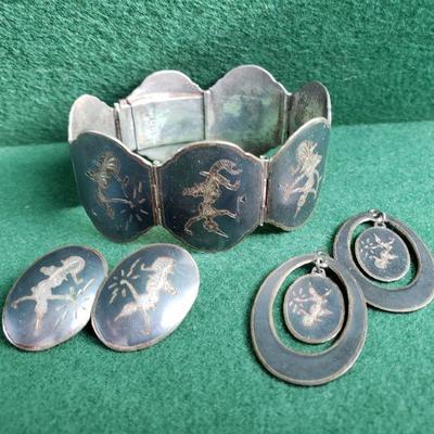 Atq Sterling Siam Jewelry Set