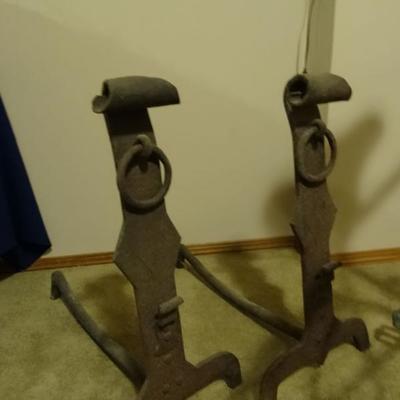 Pair of vintage cast iron andirons. 