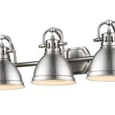 Morgane 3-Light Vanity Light Pewter with Pewter S ...