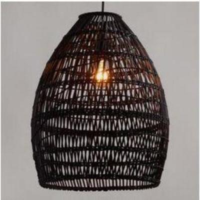 Black Woven Bamboo Pendant Lamp