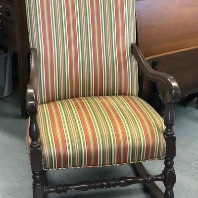 Fabric and wood Stripped Rocking chair