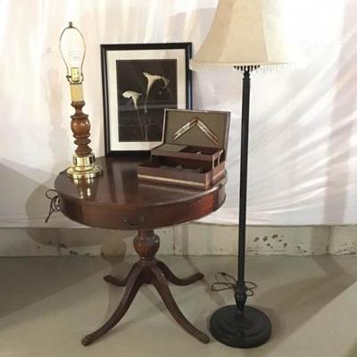 Antique Table and Lamp