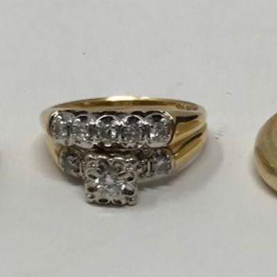 !4k gold and diamond engagement and wedding ring set