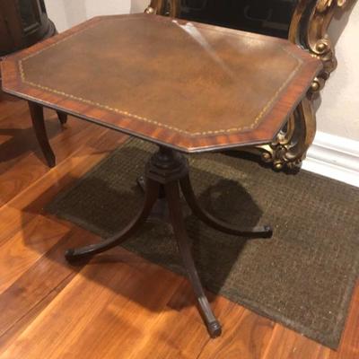 Leather Top Accent table 21x17x21 