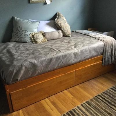 Twin XL Bed includes brand new coil spring mattress with drawers. 