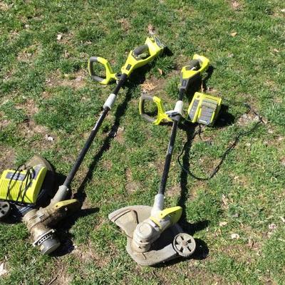 2 Ryobi connexion weed eaters
2 chargers 
2 batteries 