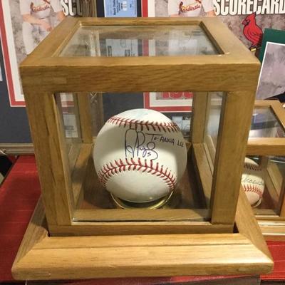 Albert Pujols autographed baseball with wooden/glass case 