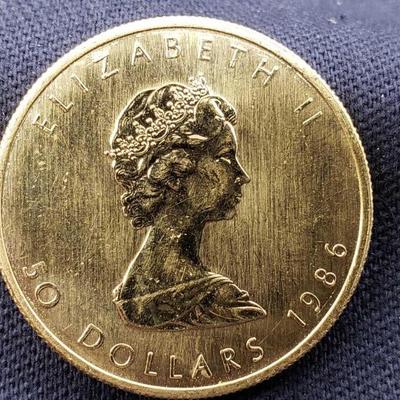 #6: 1986 $50 Maple Leaf 1oz. Fine Gold Coin
1986 $50 Maple Leaf 1oz. Fine Gold Coin