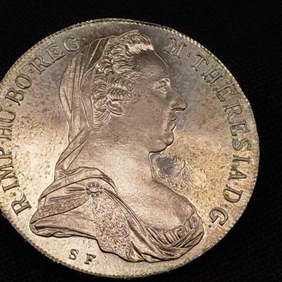 #36: 1780 .833 Silver R.IMP.HU.BO.REG M. THERESIA.D.G Coin, 28g
1780 .833 Silver R.IMP.HU.BO.REG M. THERESIA.D.G Coin, 28g