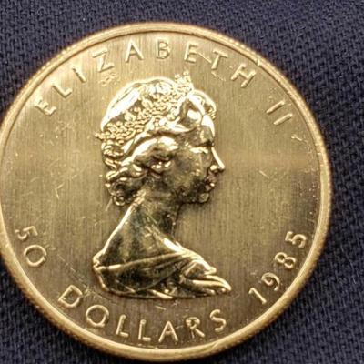 #7: 1985 $50 Maple Leaf 1oz. Fine Gold Coin
1985 $50 Maple Leaf 1oz. Fine Gold Coin