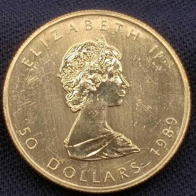 #8: 1989 $50 Maple Leaf 1oz. Fine Gold Coin
1989 $50 Maple Leaf 1oz. Fine Gold Coin

