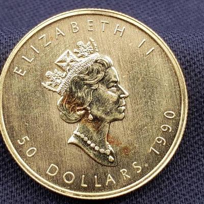 #12: 1990 $50 Maple Leaf 1oz. Fine Gold Coin
1990 $50 Maple Leaf 1oz. Fine Gold Coin

