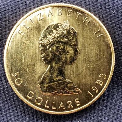 #5: 1983 $50 Maple Leaf 1oz. Fine Gold Coin
1983 $50 Maple Leaf 1oz. Fine Gold Coin