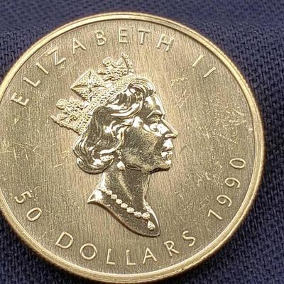 #10: 1990 $50 Maple Leaf Fine Gold Coin
1990 $50 Maple Leaf Fine Gold Coin