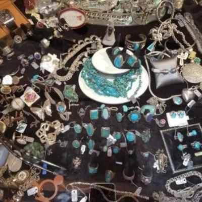 Big selection of Mexican and Native American silver.