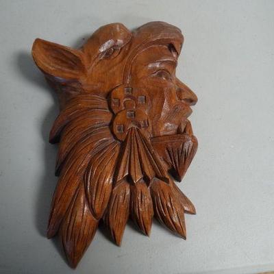 Hand carved wood Indian wall decor- signed