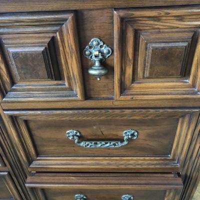 Bedroom Set - Includes: $400 for ALL: (Mattress & Box Spring Sold Separately)
- Antique Style Burnished Brass-look Q/K Headboard -...