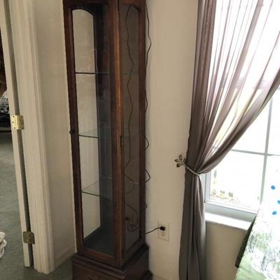 Slender Curio Cabinet with Glass Shelves - 12-1/2