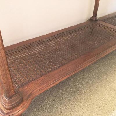 2-Shelf Wood Entry/Sofa Table - Bottom Shelf is Woven Cane/Wicker -                                 	(61