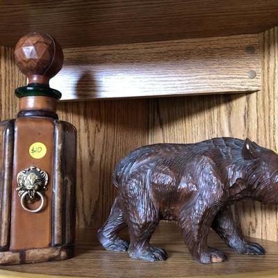 Vintage decanter, carved bear