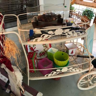White Wrought Iron 2-Tier Tea/Bar Cart - $75
