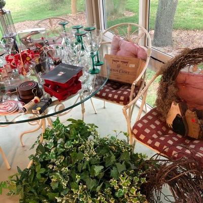 Vintage Metal Garden Table with Glass Top & 4 Chairs - $125